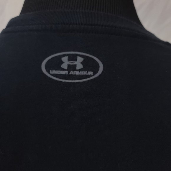 Under Armour Heat Gear Large Black BIG LOGO Spell Out Long Sleeve Crew T- Shirt - Picture 7 of 11